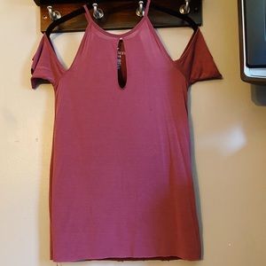 Off the shoulder tank, sueded material